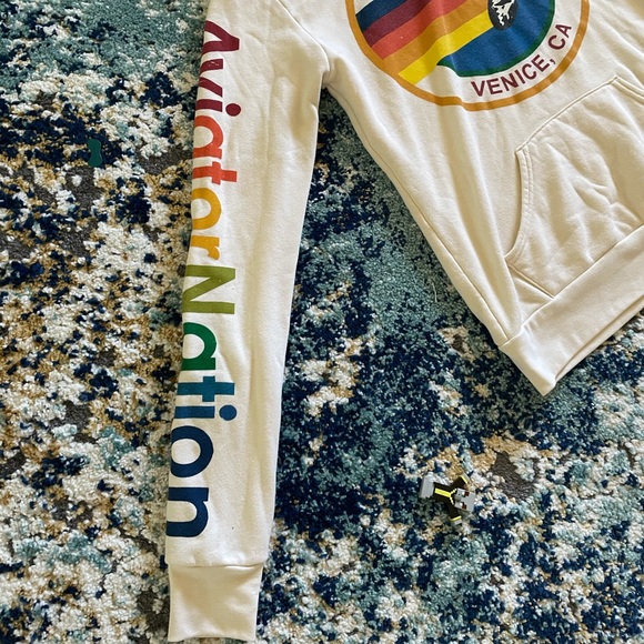 ONHOLDAviator Nation Venice Vtg White Hoodie XS - Picture 6 of 11
